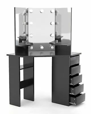 Corner Vanity Makeup Dressing Table Sets With 5 Drawers & 10 LED Lights Mirror • $179.90