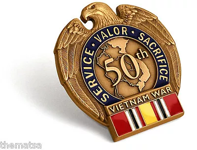  Vietnam War Era Veteran 5oth Anniversary Medal National Defense Ribbon  Pin  • $6.99