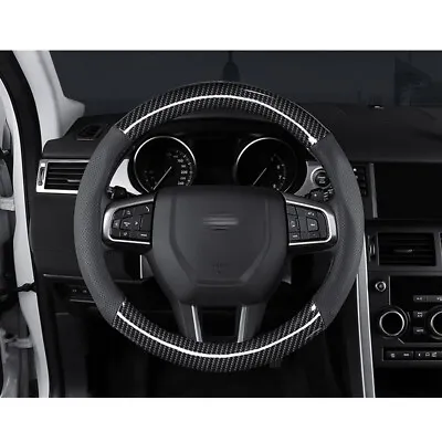 Carbon Style Leather Steering Wheel Cover Fits Land Rover Discovery Sport Evoque • $31.79