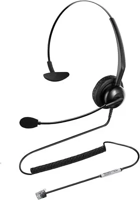 Mono Desk Phone Headset With Noise Cancelling Microphone Single Ear Call Center • £8.99