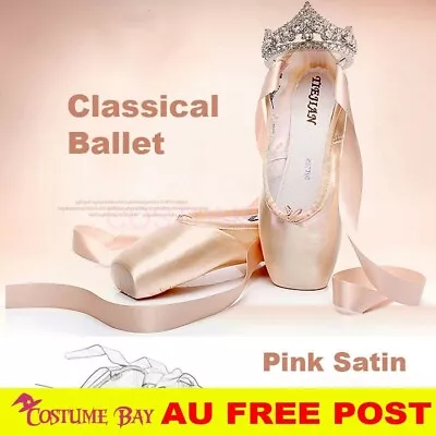 AU Ballet Girls Womens Yoga Hard Sole Pointe Demi Pointe Shoes Silicone Gel Pad • $28.92