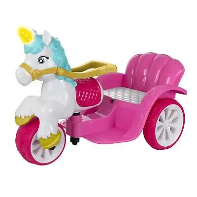£99.99 • Buy Evo 6V Kids Electric Ride On Unicorn Carriage In Pink Flashing Horn & Sounds 2+