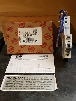 £18.95 • Buy Wylex Nhxsbs1c06 6amp Type C 30ma Rcbo* New Condition * Type C *