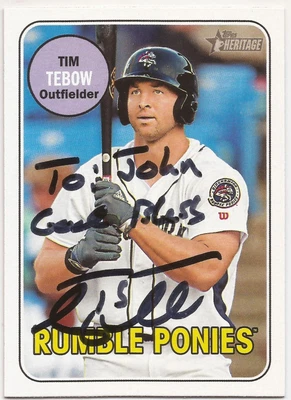 $21.50 • Buy 2018 Topps Heritage Minors #180 Tim Tebow RC Hand Signed Auto Rumble Ponies
