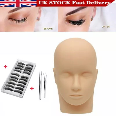 Lash Starter Kit Eyelash Extension Makeup Practice Mannequin Training Head Set • £8.99