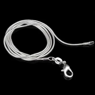 24 Inch Long Silver Plated Solid Snake Chain Necklace Charm Women Men UK • £5.09