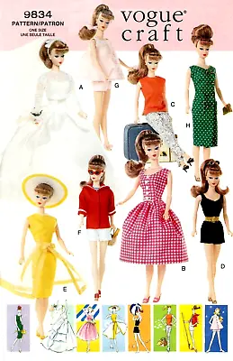 Vintage 1990s Barbie Clothes Pattern Reproduction Vogue 9834 Read Description • $8.95