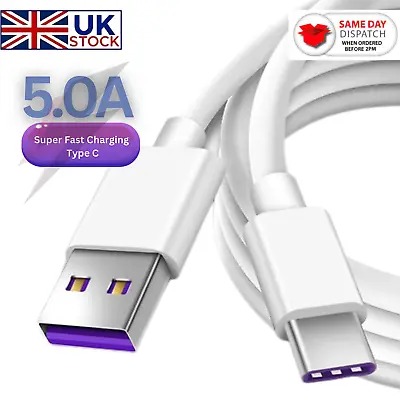 Super Fast Charging Type C 5A Usb Charger Data Cable For Huawei Samsung • £3.95