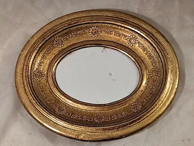 Vintage  Gold Oval Wood Florentine Style Picture Frame Flower Design • $16.50