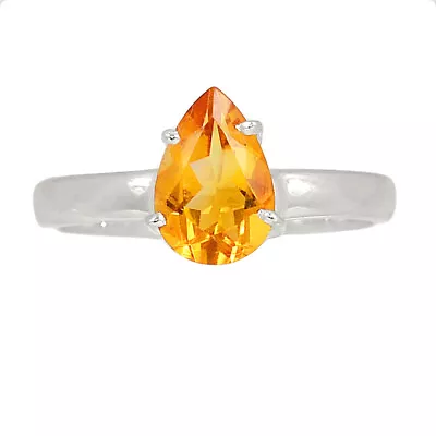 Natural Citrine - Brazil 925 Sterling Silver Ring Jewelry S.8 CR41240 • £12.16