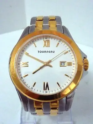 Outstanding Tourneau White Dial Gold & Silver Two Tone W/ Date Men's Wristwatch • $129.99