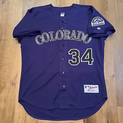 Colorado Rockies Jersey Russell Athletic Burgess Vtg Authentic MLB Sewn Mens 48 • $59.99