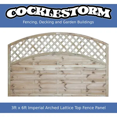 3ft High X 6ft Wide Timber Euro Arch Lattice Top Garden Fence Panel • £56.40