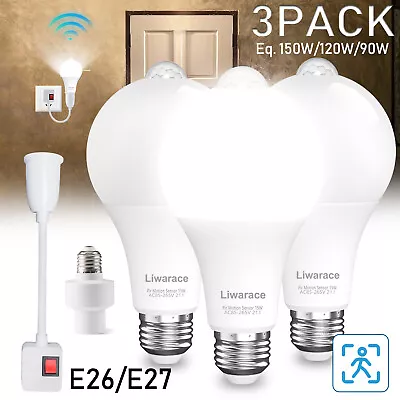 3× LED Motion Sensor Light Bulb E26 Equivalent 50/90/120/150W Bulb Energy Saving • $16.95