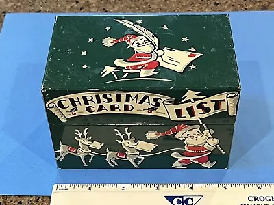 Vintage Tin Litho Stylecraft Christmas Card Address List Or Recipe Box W/Santa • $57.99