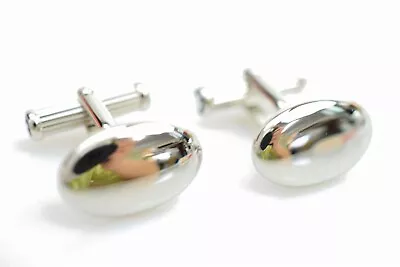 Mont Blanc Cuff Links Silvertone Oval  990019 • $101.65