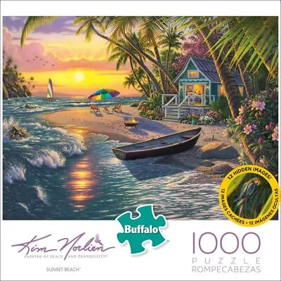 £14 • Buy Sunset Beach By Kim Norlien - Buffalo Games 1000pc Hidden Object Jigsaw Puzzle