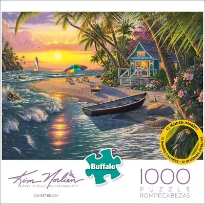 £14 • Buy Sunset Beach By Kim Norlien - Buffalo Games 1000pc Hidden Object Jigsaw Puzzle