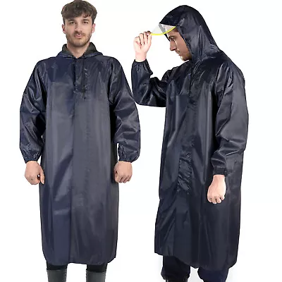 Men's Rain Jacket Button Hooded Rain Poncho Waterproof Raincoat Jacket Adults • $8.95