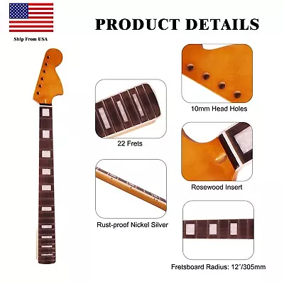 ST Style Guitar Neck Rosewood Fretboard Maple Neck 12  Radius 10 Mm Holes 22 • $85