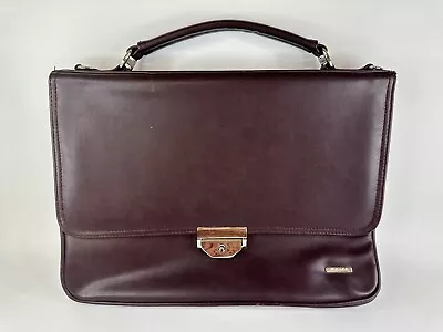 Bodenschatz Ladies Burgundy Real Leather Briefcase Business Bag Laptop Case • £60