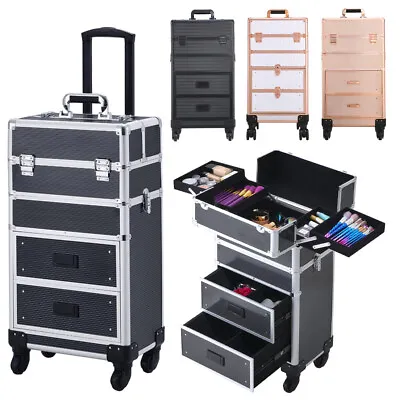 4 In 1 XL Makeup Trolley Beauty Trolley Case Drawers Hairdressing Case On Wheels • £79.95
