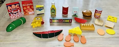 35 + Melissa & Doug Wood Kitchen Play Food Toy Lot Burger Fries Soda Vegatables • $11.99