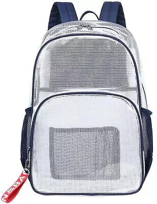 Heavy Duty Mesh Backpack See Through Bag Stadium Approved Schoolbag With Lapt... • $38.05