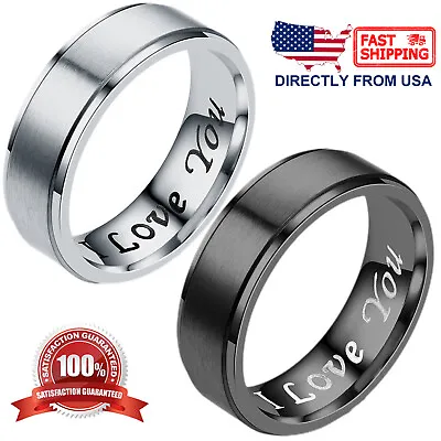  I Love You  Couple's Matching Promise Ring Men Women Matte Finish Wedding Band • $9.95