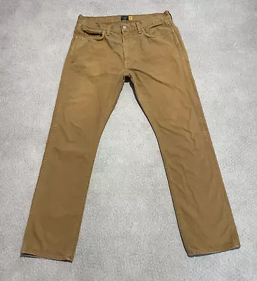 J Crew Jeans Mens 33x32 Brown Denim Pants 770 Straight Leg Outdoors Work Wear • $34.99