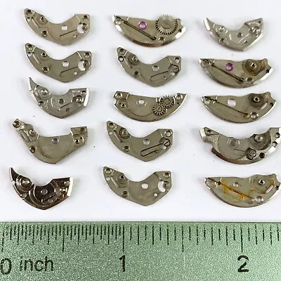 15 Watch Crescent Plates Part Steampunk Watchmaker Lot Altered Art Gear Silver • $4.99