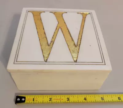 Decorative Letter  W  Monogram Jewelry Trinket Box W/Lid 5  X 5  X 2.5  • $9