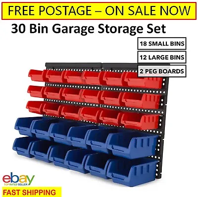 $26.50 • Buy 30 Bins Tool Organiser Wall Mounted Holder Garage Storage For Parts Nuts Bolts