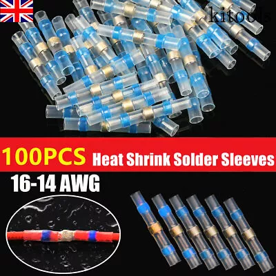 100x Car Waterproof Solder Seal Sleeve Heat Shrink Butt Wire Connectors Terminal • £3.19