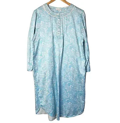 Miss Elaine Nightgown Paisley Light Blue Long Sleeve Women's Size XL • $15