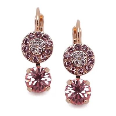 Mariana Brown Meadow Gold Earrings Purple And Peach Crystal Dangle 1119 • $46.90
