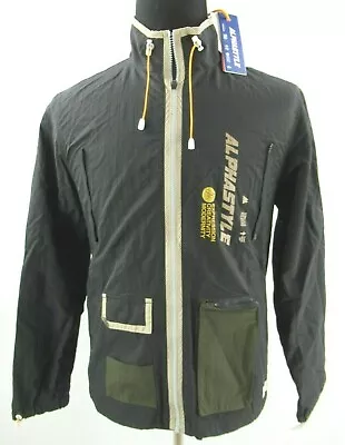 AlphaStyle Reese Nylon Windbreaker Jacket Mens Medium Black Zip Up Pack • $53.49