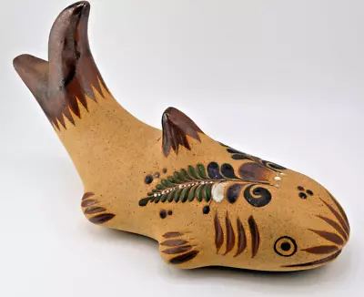 Vintage Tonala Mexican Pottery Fish / Shark - Heavy Statue Figurine 10  Long • $25