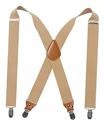 Adjustable Elastic Suspenders For Men's And Women's With X Back Khaki • $26.28
