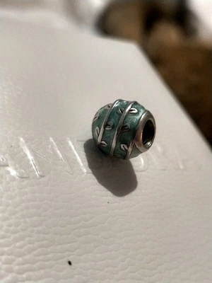 $29 • Buy Pandora Enamel Vine Leaves Blue Green Leaf Silver Barrel Charm 790525 Free Post 