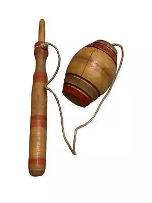 Vtg Handmade Balero Wood Mexican Traditional Toy Multicolor Ball Stick • $19.99