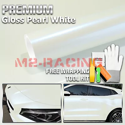 Premium Gloss Pearl White To Aurora Blue Vinyl Wrap Sticker Decal Air Release • $50