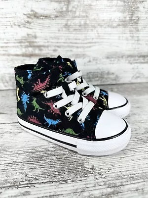 NEW Toddler Converse Chuck Taylor All Star 1V Hi Black Dinosaur Sneakers Sz 7 • $39