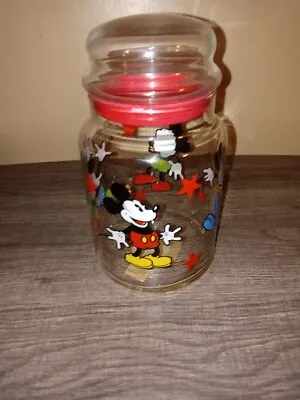 Mickey Mouse Disney Canister Storage Jar With Lid Kitchen Glass • $6.99