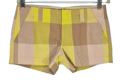 $11.24 • Buy OLD NAVY Plaid Short Pant Mid Rise Women Size 4 Combo Yellow Flat Front