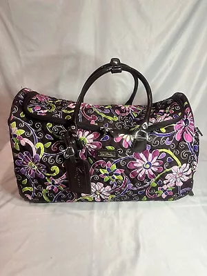 Vera Bradley Retired 22” Purple Punch Rolling Duffel Weekender Bag • $97.29