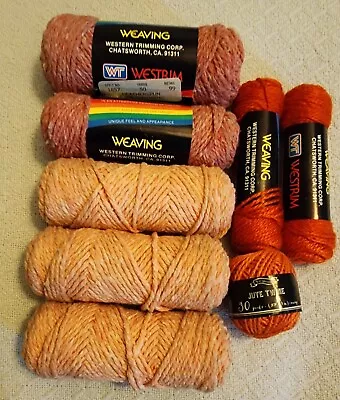 Vintage Westrim Weaving Cord Yarn Lot  Heatherspun Orange Coral Synthetic Poly  • $6