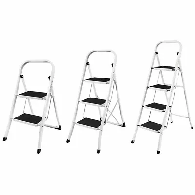 2 3 4 Step Ladder Safety Non Slip Mat Tread Foldable Kitchen Garden Workplace • £48.89