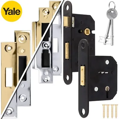 YALE 5 LEVER SASH/DEAD LOCKS Wooden Front Back Door Key Lock HIGH SECURITY Bolt • £15