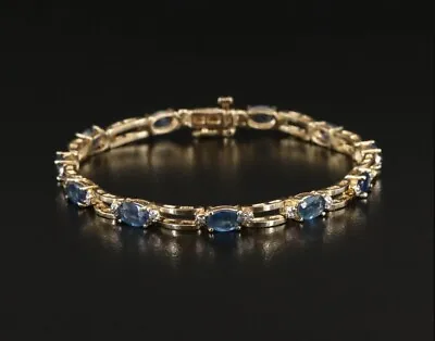 $349.99 • Buy Elegant 10K Gold Sapphire And Diamond Bracelet